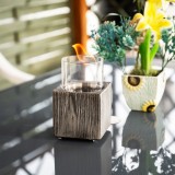 Bioethanol Tischkamin Rechteckiger Freistehender Biokamin - 12x20, LAWU II Holzimitat GRINDI IN THE GARDEN - 2