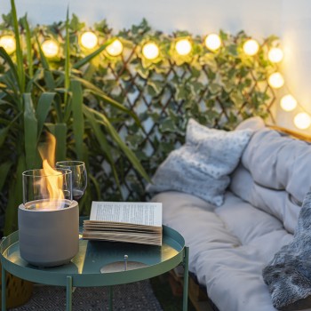 Bioethanol Tischkamin Runder Freistehender Biokamin - 12x20, LAWU I grau GRINDI IN THE GARDEN - 2