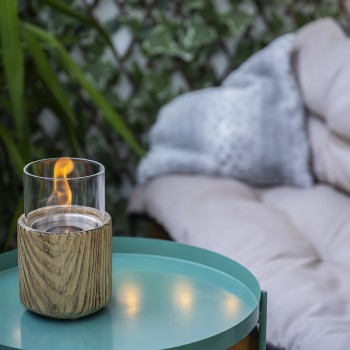 Bioethanol Tischkamin Runder Freistehender Biokamin - 12x20, LAWU I Holzimitat GRINDI IN THE GARDEN - 2