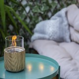 Bioethanol Tischkamin Runder Freistehender Biokamin - 12x20, LAWU I Holzimitat GRINDI IN THE GARDEN - 2