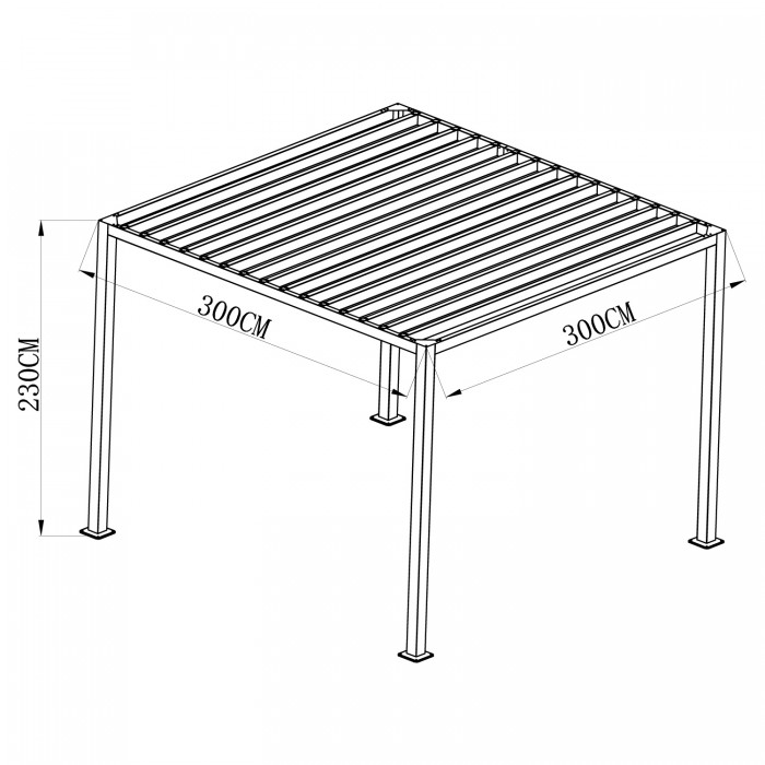 Garten Pergola, Lounge-Pavillon Alu - TASOS I - 3x3m, grau GRINDI IN THE GARDEN - 9