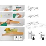 Regalbrett, Wandregal, Schweberegal - 3 Stück, 79.5x23.5 cm - FS Velano - 35