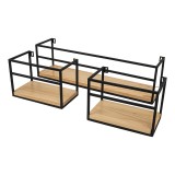 Loft Wandregal, Holzregal, Hängeregal - Kiefernholz, 60x14 + 25x14, 3 Stück - SFL 5 Domax Home - 8