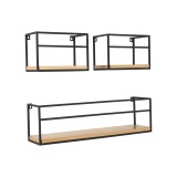 Loft Wandregal, Holzregal, Hängeregal - Kiefernholz, 60x14 + 25x14, 3 Stück - SFL 5 Domax Home - 9