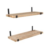 Loft Wandregal, Holzregal, Hängeregal - Paulownia-Holz, 50x22, 2 Stück - SFL 6 Domax Home - 1