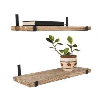 Loft Wandregal, Holzregal, Hängeregal - Paulownia-Holz, 50x22, 2 Stück - SFL 6 Domax Home - 9