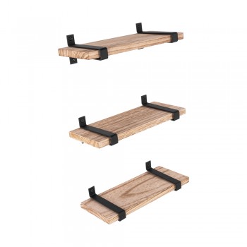 Loft Wandregal, Holzregal, Hängeregal - Paulownia-Holz, 30x12, 3 Stück - SFL 7 Domax Home - 1