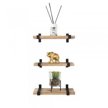 Loft Wandregal, Holzregal, Hängeregal - Paulownia-Holz, 30x12, 3 Stück - SFL 7 Domax Home - 2