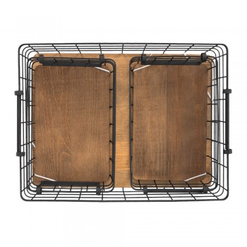 Drahtkorb, Aufbewahrungskorb mit Kieferboden - 40x30 + 25x17, 3 Stück - KDF 4 Domax Home - 3