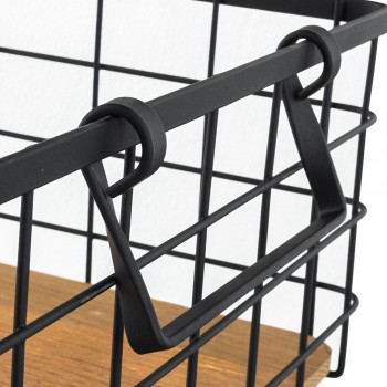 Drahtkorb, Aufbewahrungskorb mit Kieferboden - 40x30 + 25x17, 3 Stück - KDF 4 Domax Home - 4