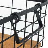 Drahtkorb, Aufbewahrungskorb mit Kieferboden - 40x30 + 25x17, 3 Stück - KDF 4 Domax Home - 4