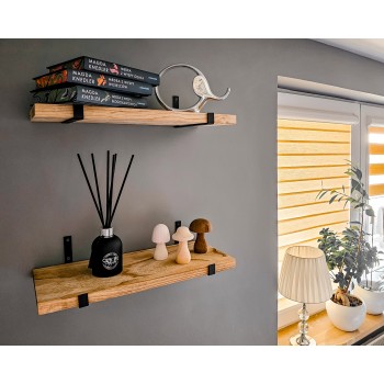 Loft Wandregal, Holzregal, Hängeregal - Paulownia-Holz, 50x22, 2 Stück - SFL 6 Domax Home - 2