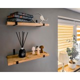 Loft Wandregal, Holzregal, Hängeregal - Paulownia-Holz, 50x22, 2 Stück - SFL 6 Domax Home - 2