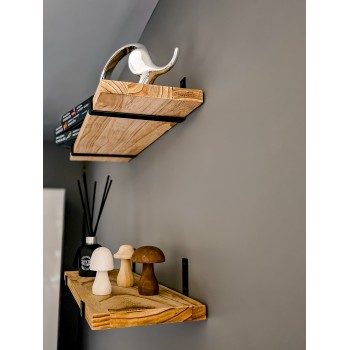 Loft Wandregal, Holzregal, Hängeregal - Paulownia-Holz, 50x22, 2 Stück - SFL 6 Domax Home - 4