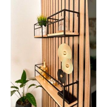 Loft Wandregal, Holzregal, Hängeregal - Kiefernholz, 60x14 + 25x14, 3 Stück - SFL 5 Domax Home - 3