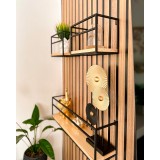 Loft Wandregal, Holzregal, Hängeregal - Kiefernholz, 60x14 + 25x14, 3 Stück - SFL 5 Domax Home - 3