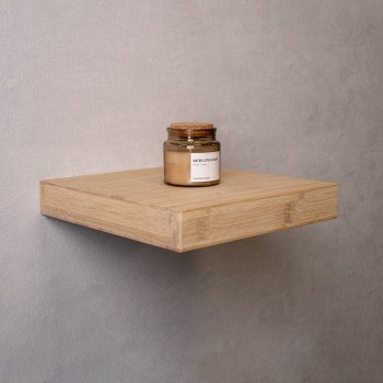 Holzwandregal Schweberegal Hängeregal aus natur Bambus - 1 Stück, 23x23 cm - Luonto Velano - 2