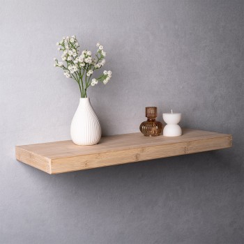 Holzwandregal Schweberegal Hängeregal aus natur Bambus - 1 Stück, 60x24 cm - Luonto Velano - 2