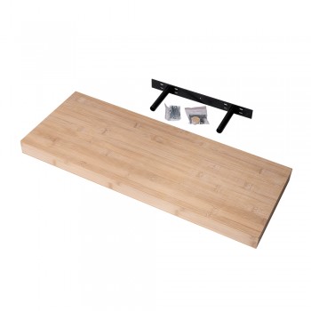 Holzwandregal Schweberegal Hängeregal aus natur Bambus - 1 Stück, 60x24 cm - Luonto Velano - 4