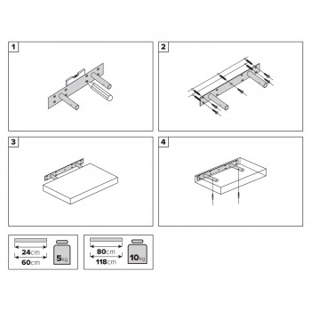 Holzwandregal Schweberegal Hängeregal aus natur Bambus - 1 Stück, 80x24 cm - Luonto Velano - 5