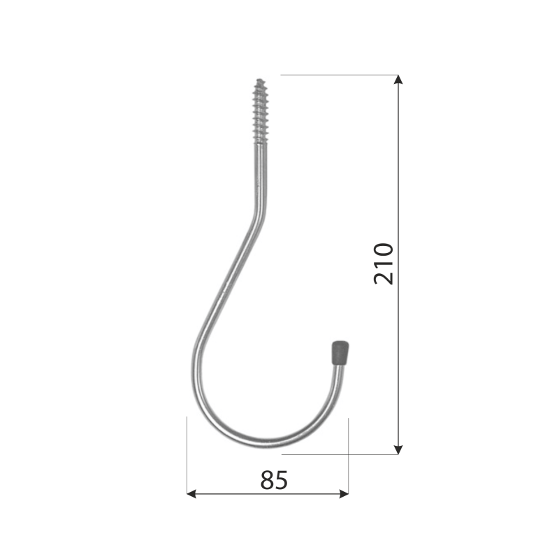 Einfache Haken, Gerätehaken, Garagen haken HWO 210x85 Velano - 2