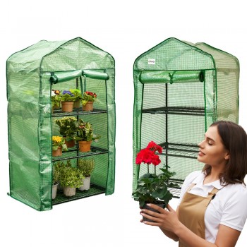 Foliengewächshaus Treibhaus Pflanzenhaus - 70x50x125 - mit 3 Gitterböden GRINDI IN THE GARDEN - 1
