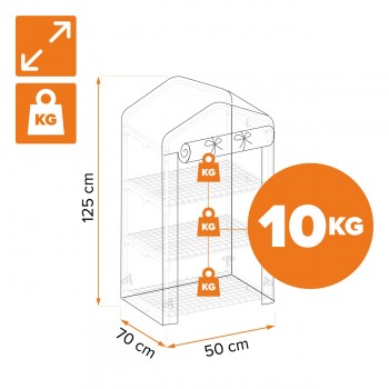 Foliengewächshaus Treibhaus Pflanzenhaus - 70x50x125 - mit 3 Gitterböden GRINDI IN THE GARDEN - 4
