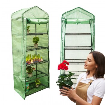 Foliengewächshaus Treibhaus Pflanzenhaus - mit 4 Gitterböden 70x50x158 GRINDI IN THE GARDEN - 1