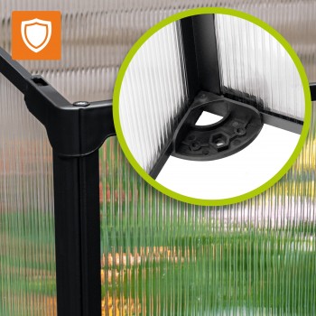 Frühbeet Treibhaus Mini Gewächshaus aus Polycarbonat - 60x51x51 - Magnolia I, schwarz GRINDI - 4