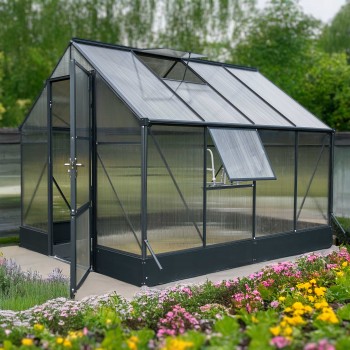 Gewächshaus Gartenhaus Treibhaus Alu Polycarbonat - Lilium I, antracit - 1,9x2,4m GRINDI - 3