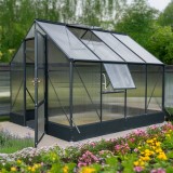 Gewächshaus Gartenhaus Treibhaus Alu Polycarbonat - Lilium I, antracit - 1,9x2,4m GRINDI - 3