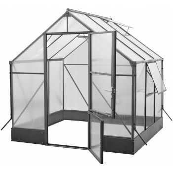 Gewächshaus Gartenhaus Treibhaus Alu Polycarbonat - Lilium I, antracit - 1,9x2,4m GRINDI - 1