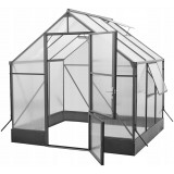 Gewächshaus Gartenhaus Treibhaus Alu Polycarbonat - Lilium I, antracit - 1,9x2,4m GRINDI - 1