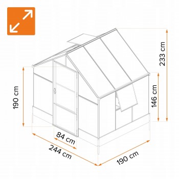 Gewächshaus Gartenhaus Treibhaus Alu Polycarbonat - Lilium I, antracit - 1,9x2,4m GRINDI - 2