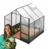 Gewächshaus Gartenhaus Treibhaus Alu Polycarbonat - Lilium I, antracit - 1,9x2,4m GRINDI - 4
