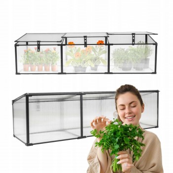 Frühbeet Treibhaus Mini Gewächshaus aus Polycarbonat - 180x51x51 - Magnolia III, schwarz GRINDI - 1