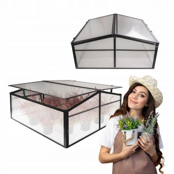 Frühbeet Treibhaus Mini Gewächshaus aus Polycarbonat - 100x100x48 - Magnolia IV, schwarz GRINDI - 1