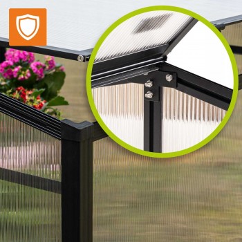 Frühbeet Treibhaus Mini Gewächshaus aus Polycarbonat - 100x100x48 - Magnolia IV, schwarz GRINDI - 6