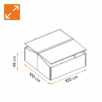 Gewächshaus aus Polycarbonat - 100x100x48 - beidseitig GRINDI - 3