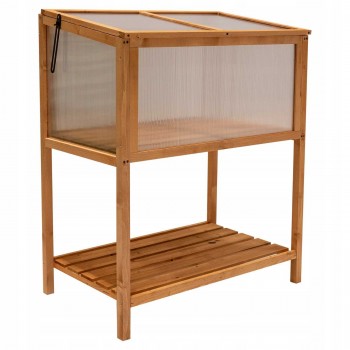 Frühbeet Treibhaus Gewächshaus mit Abdeckung aus Holz - Abelia - 90x50x93 GRINDI IN THE GARDEN - 3