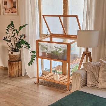 Frühbeet Treibhaus Gewächshaus mit Abdeckung aus Holz - Abelia - 90x50x93 GRINDI IN THE GARDEN - 4