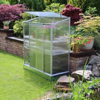 Polycarbonat-Gartengewächshaus - 130x58x140 - Wandmontage GRINDI IN THE GARDEN - 5