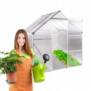 Gewächshaus Gartenhaus Treibhaus Alu - Viola I - 190x190x195 GRINDI IN THE GARDEN - 1