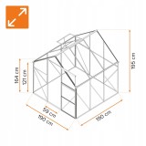 Gewächshaus Gartenhaus Treibhaus Alu - Viola I - 190x190x195 GRINDI IN THE GARDEN - 3