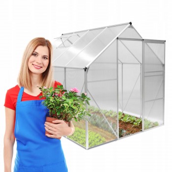 Gewächshaus Gartenhaus Treibhaus Alu - Viola II - 250x190x195 GRINDI IN THE GARDEN - 1