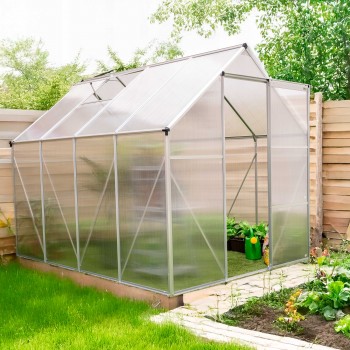 Gewächshaus Gartenhaus Treibhaus Alu - Viola II - 250x190x195 GRINDI IN THE GARDEN - 10