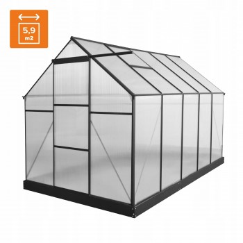 Gewächshaus Gartenhaus Treibhaus Polycarbonat - Viola IV, schwarz - 3x2m GRINDI - 7