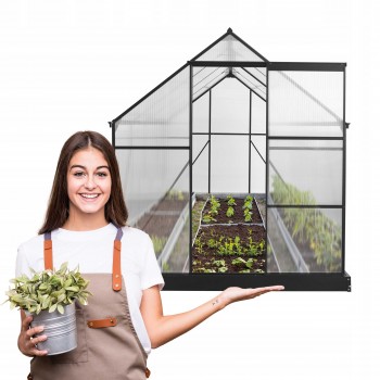 Gewächshaus Gartenhaus Treibhaus Polycarbonat - Viola IV, schwarz - 3x2m GRINDI - 4