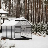Gewächshaus Gartenhaus Treibhaus Polycarbonat - Viola IV, schwarz - 3x2m GRINDI - 6