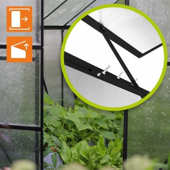 Gewächshaus Gartenhaus Treibhaus Polycarbonat - Viola IV, schwarz - 3x2m GRINDI - 11